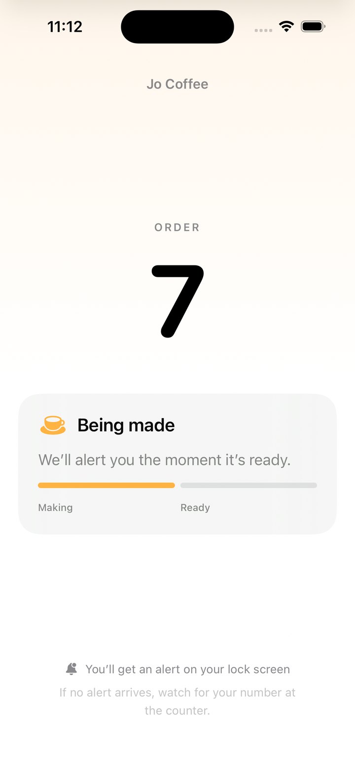 The pagersjo iPhone App Clip showing order 7 being made
